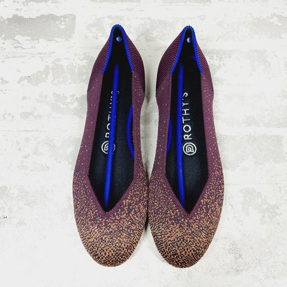 NEW Rothy's Burgundy Eggplant Metallic Ombre Slip-On Shoes Knit Loafers O640 - Picture 5 of 8